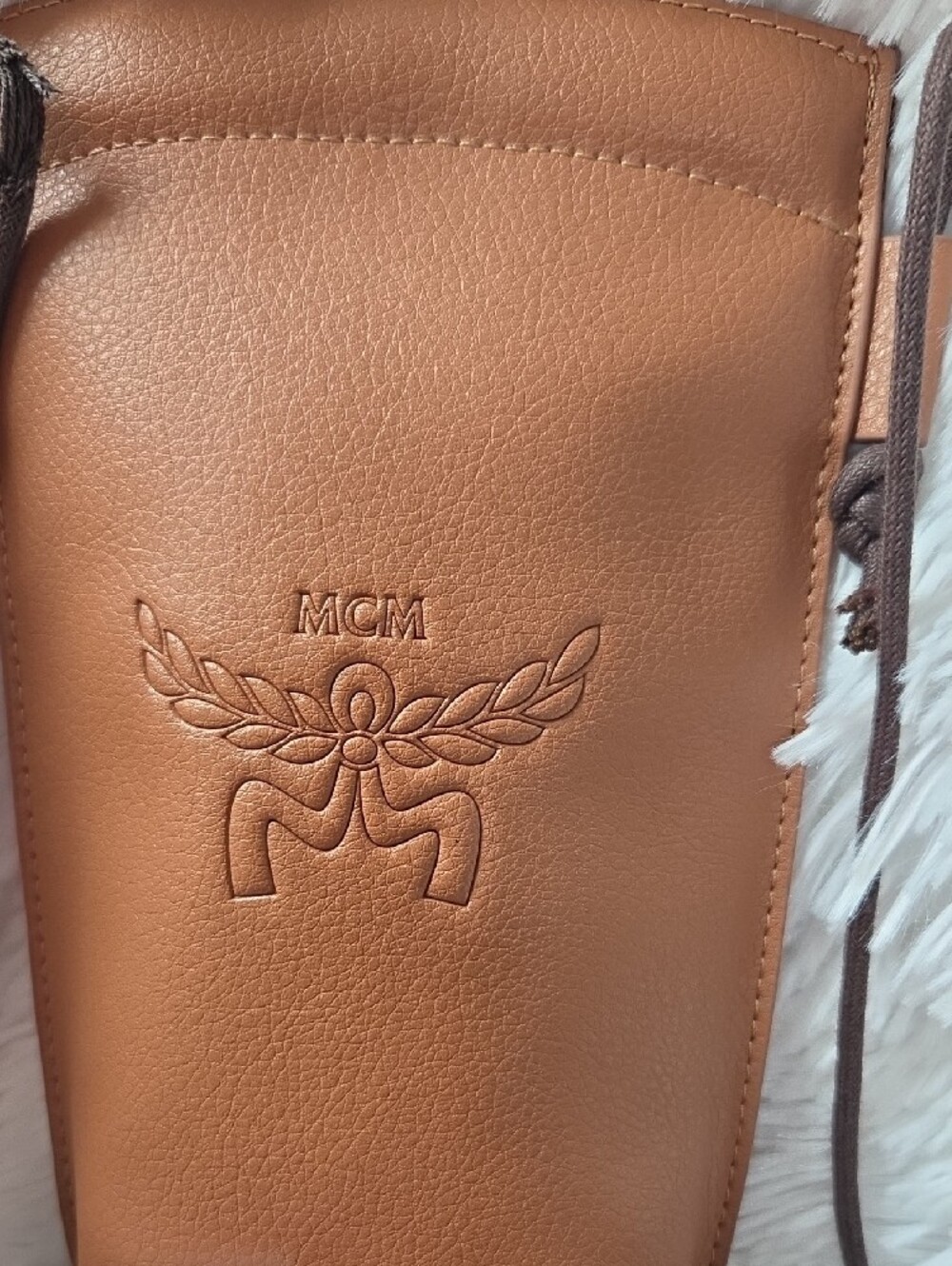 MCM Brown Leather Crossbody Pouch with Dark Green Sunglass Case - Picture 3 of 5